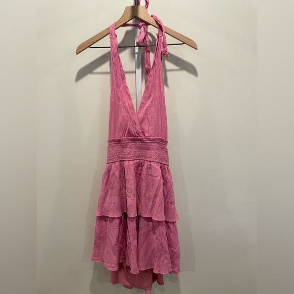 Idem Ditto Ruffle Halter Mini Dress Size L - Picture 1 of 6